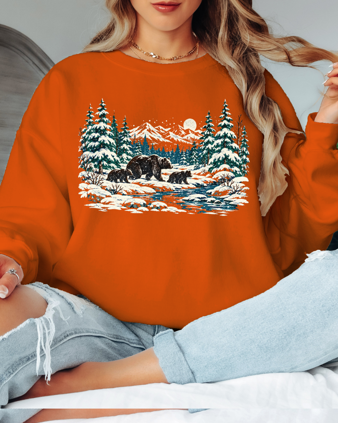 90s Retro Winter Landscape Tee or Crew Sweatshirt