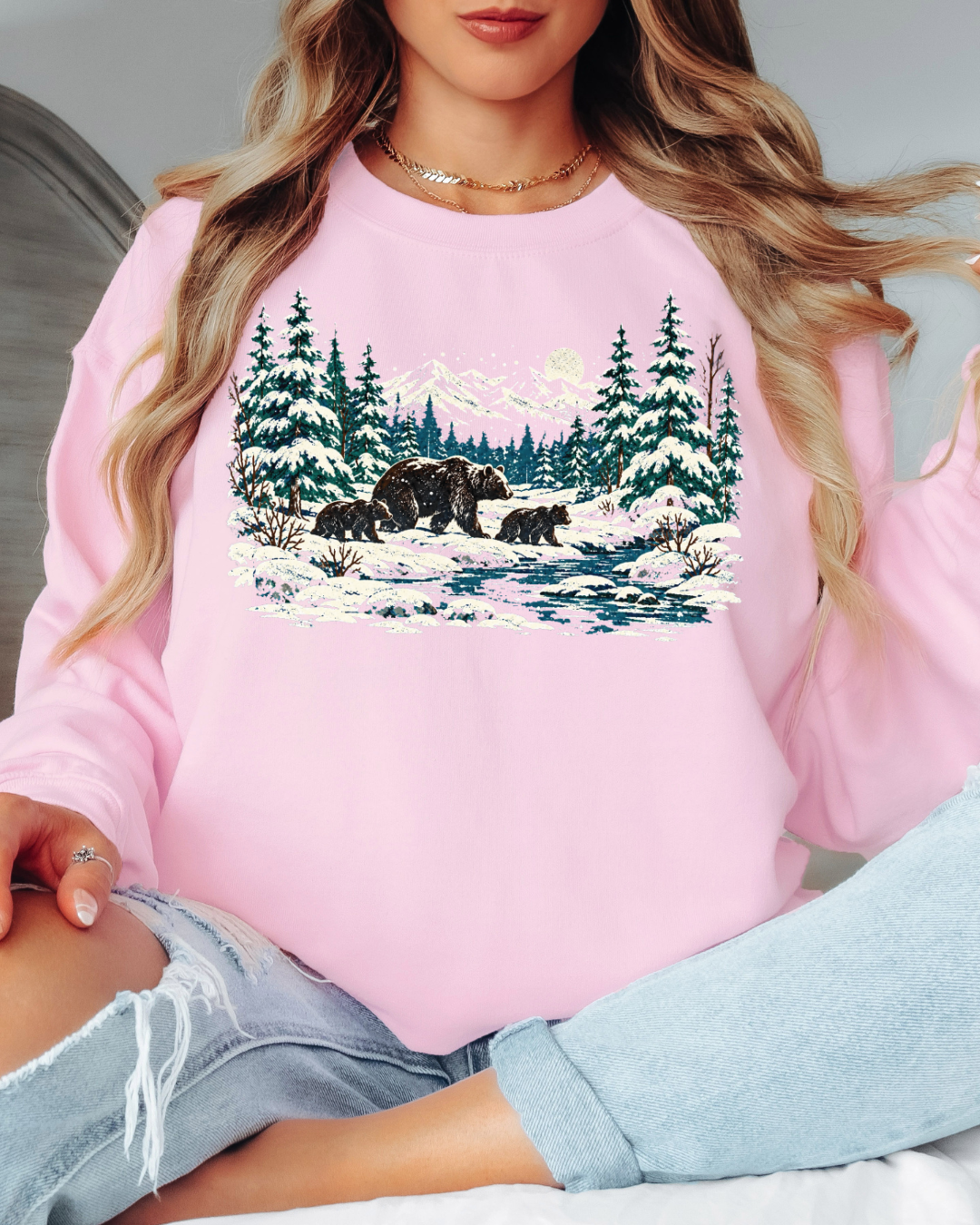 90s Retro Winter Landscape Tee or Crew Sweatshirt