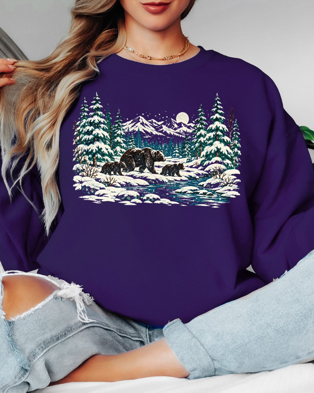 90s Retro Winter Landscape Tee or Crew Sweatshirt
