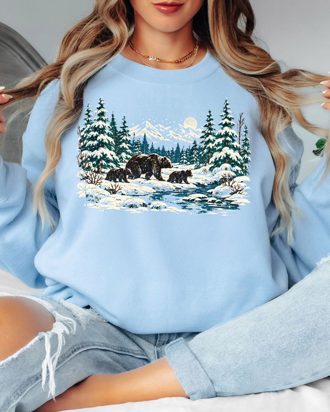 90s Retro Winter Landscape Tee or Crew Sweatshirt