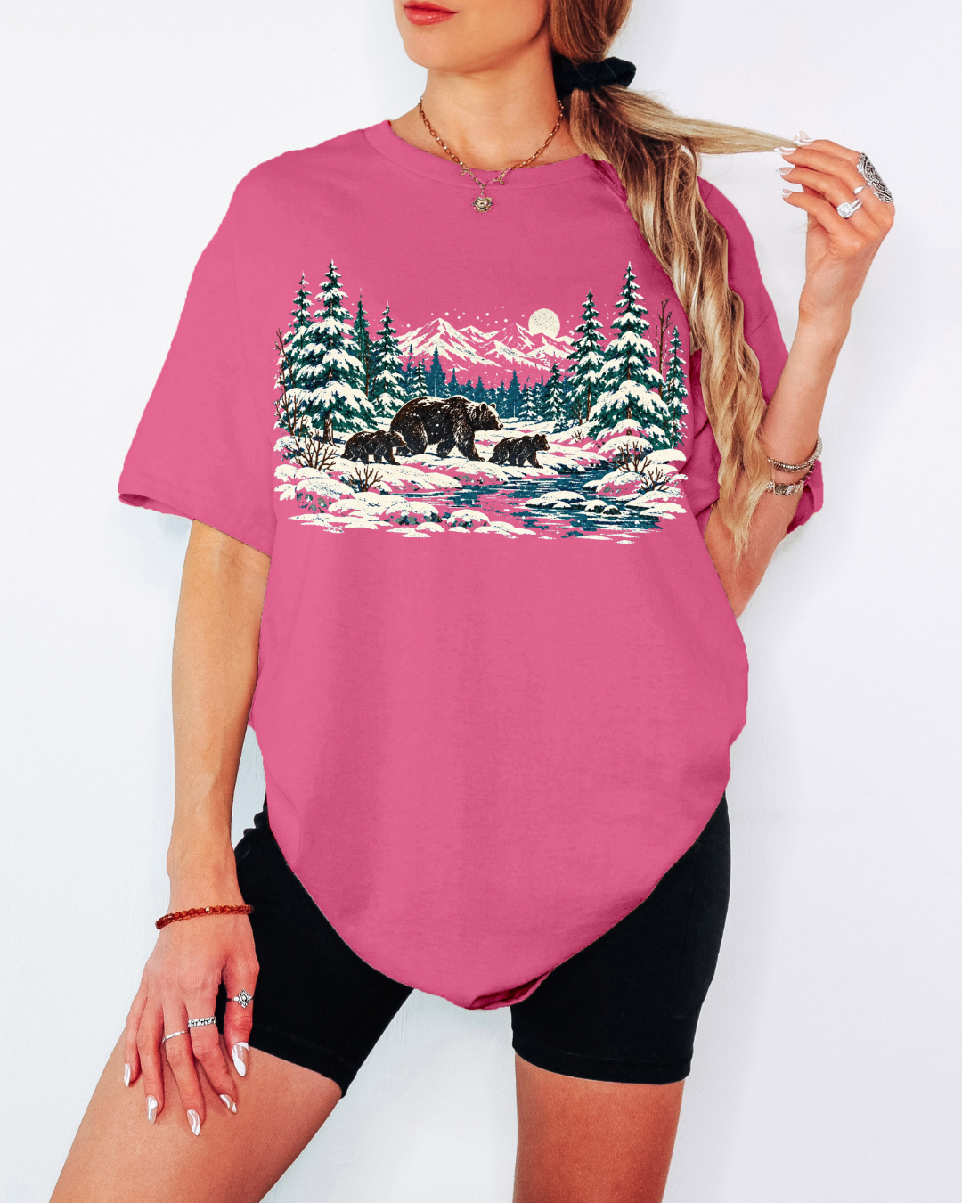 90s Retro Winter Landscape Tee or Crew Sweatshirt