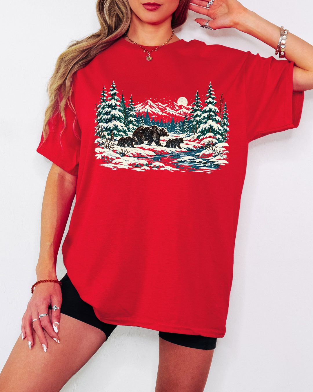 90s Retro Winter Landscape Tee or Crew Sweatshirt