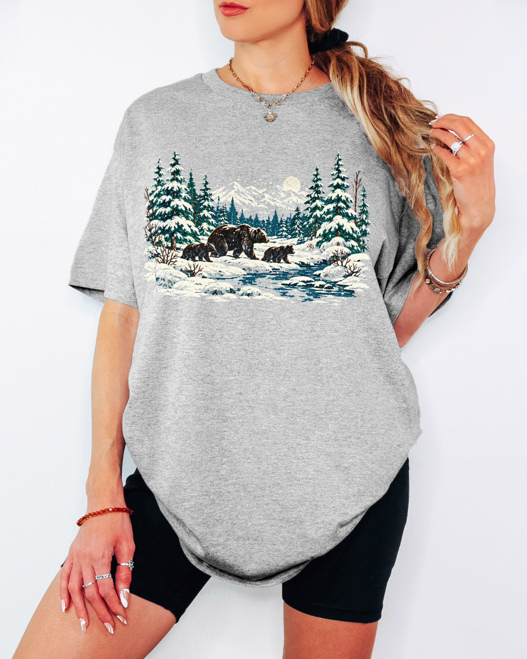 90s Retro Winter Landscape Tee or Crew Sweatshirt