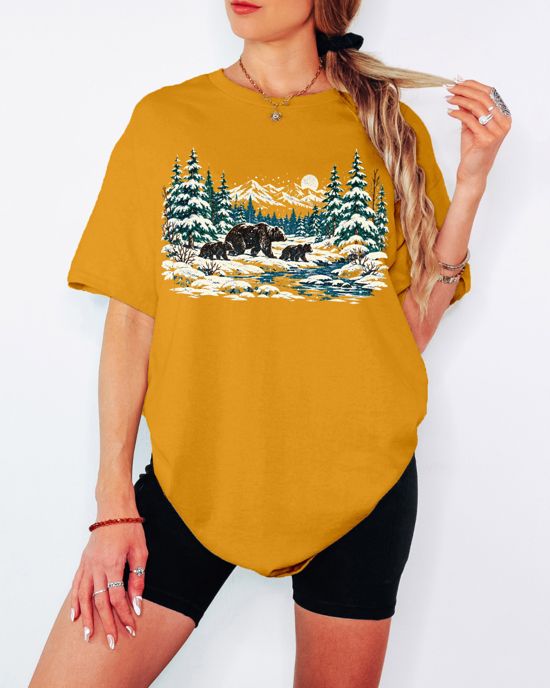 90s Retro Winter Landscape Tee or Crew Sweatshirt