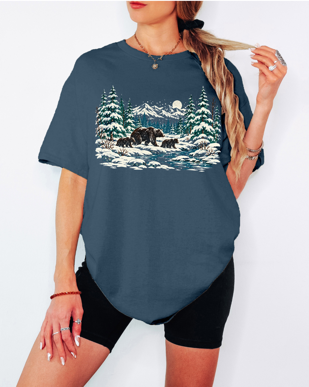 90s Retro Winter Landscape Tee or Crew Sweatshirt