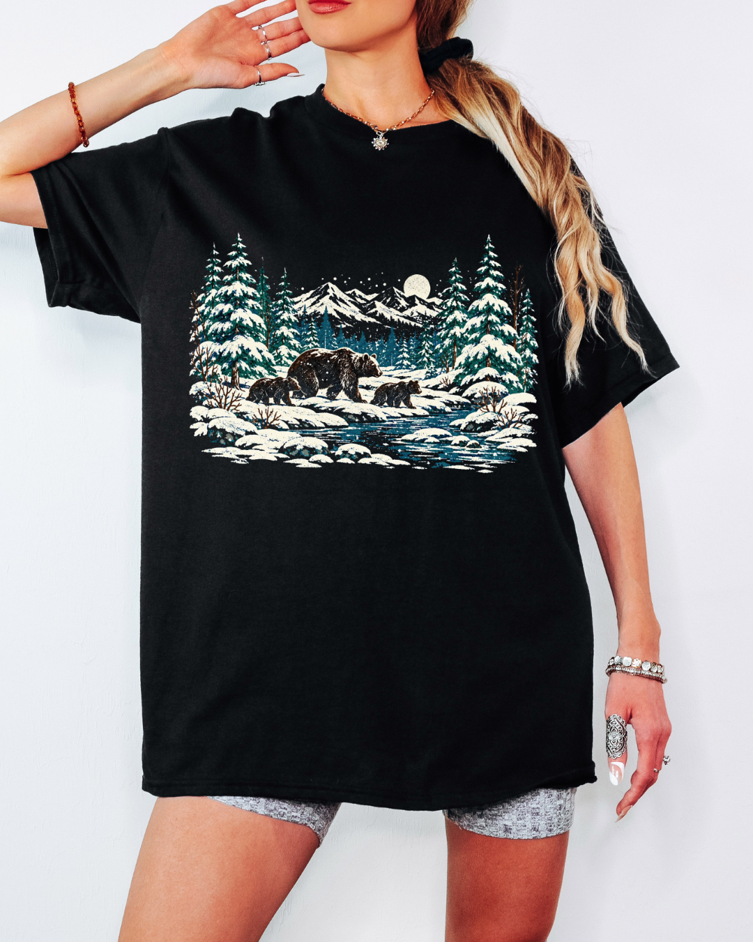90s Retro Winter Landscape Tee or Crew Sweatshirt