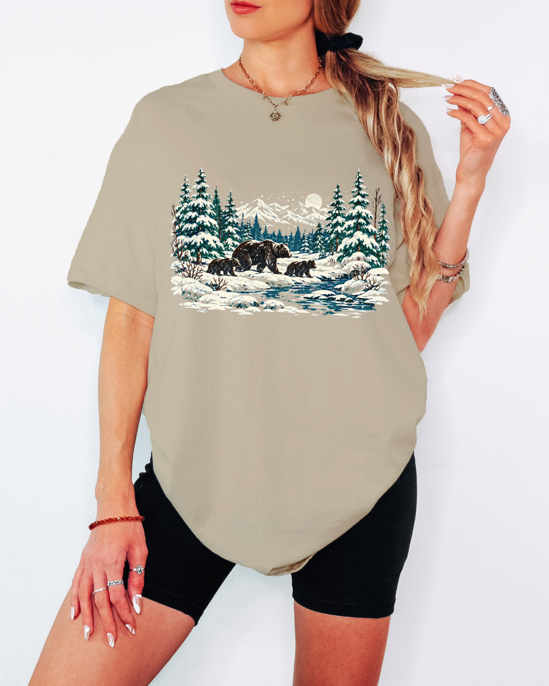 90s Retro Winter Landscape Tee or Crew Sweatshirt