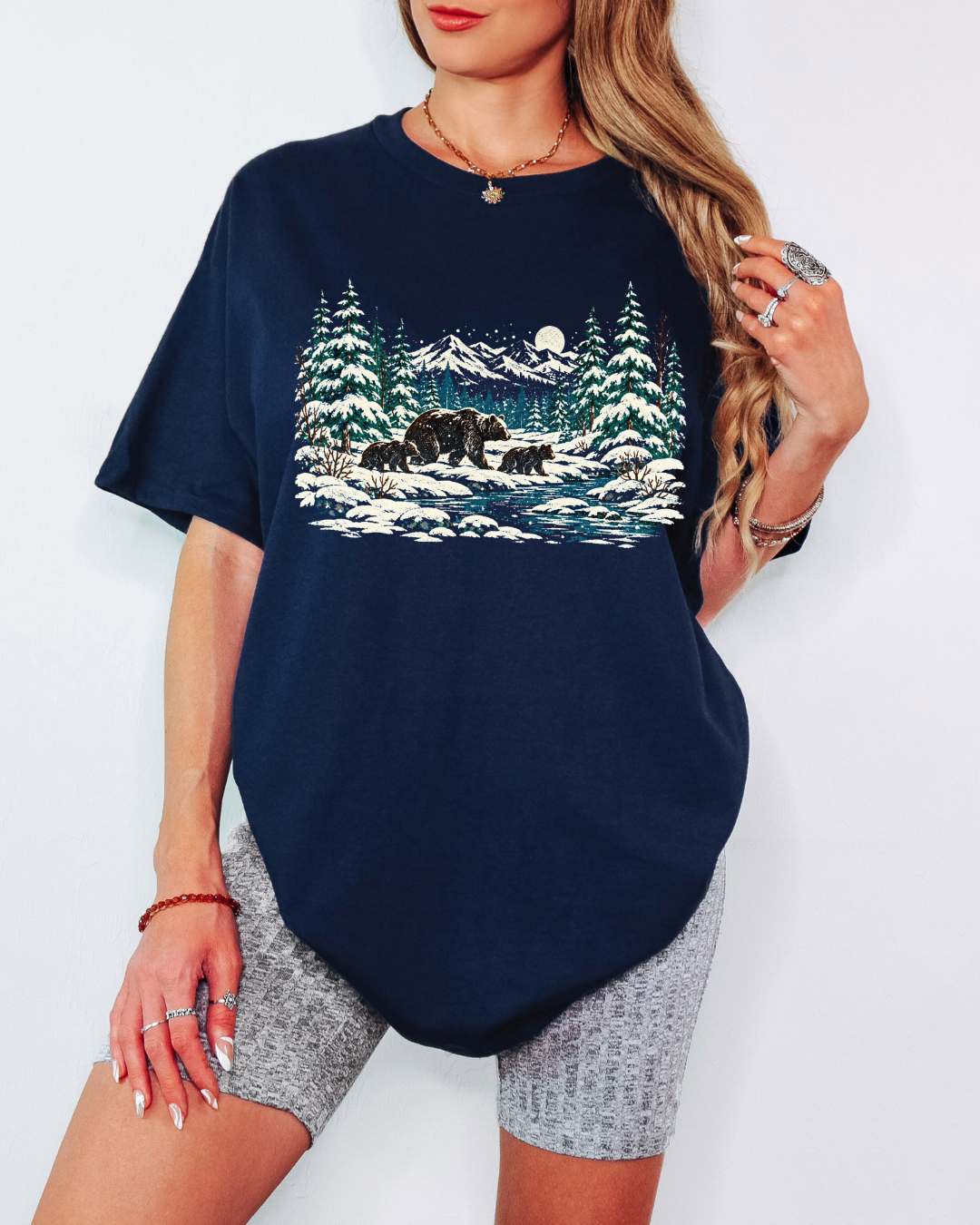 90s Retro Winter Landscape Tee or Crew Sweatshirt