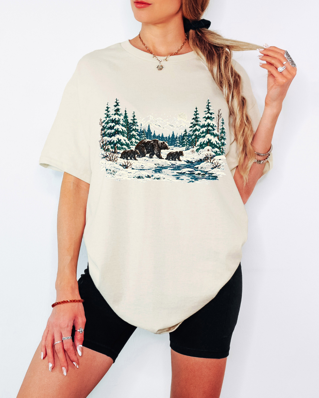 90s Retro Winter Landscape Tee or Crew Sweatshirt