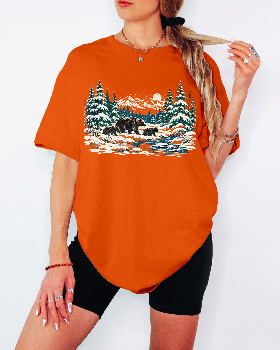 90s Retro Winter Landscape Tee or Crew Sweatshirt