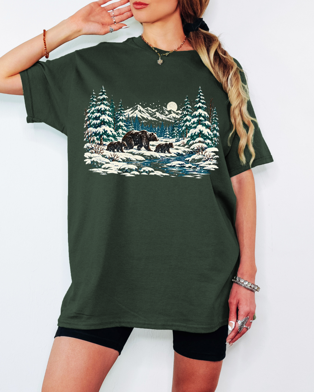 90s Retro Winter Landscape Tee or Crew Sweatshirt