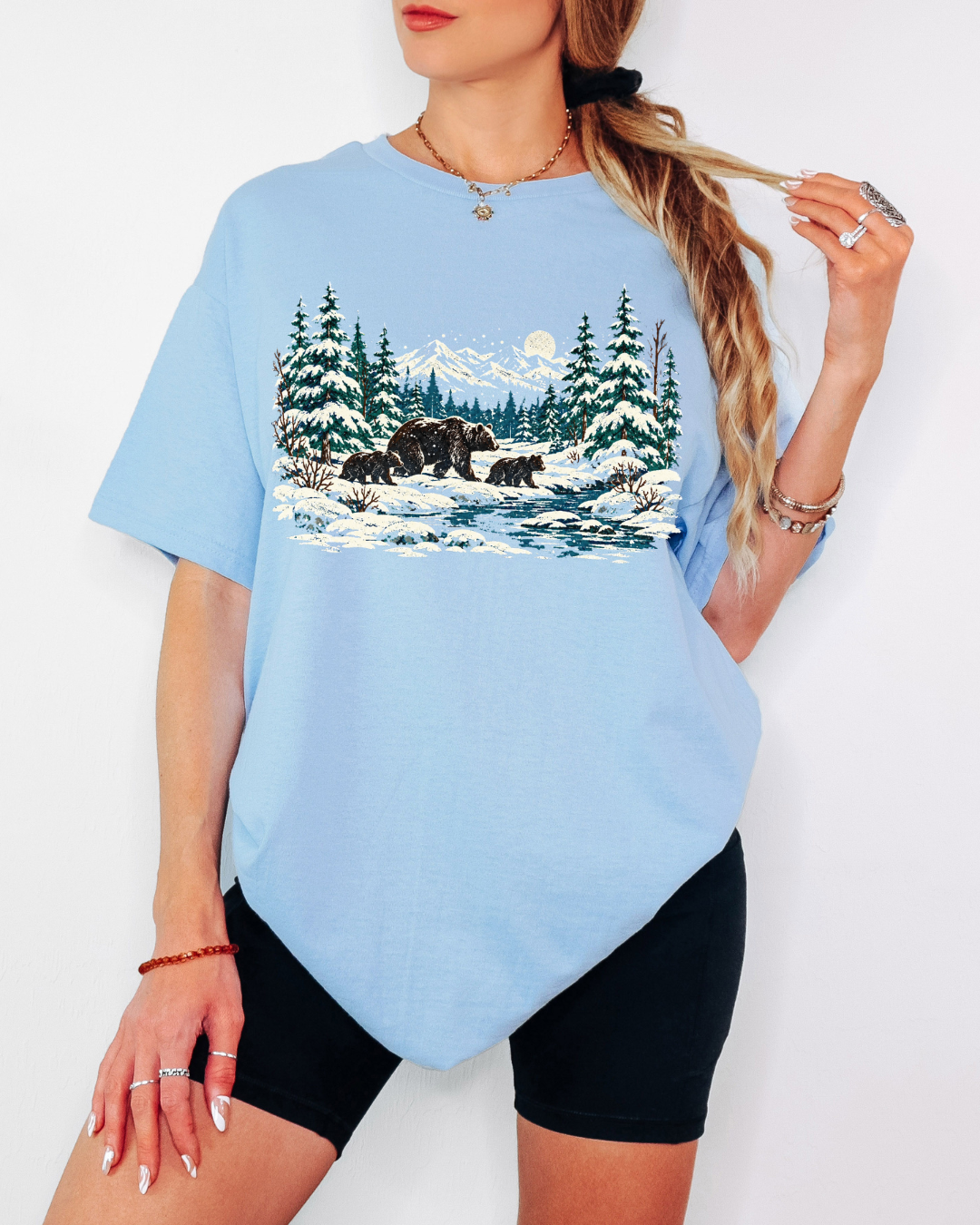 90s Retro Winter Landscape Tee or Crew Sweatshirt