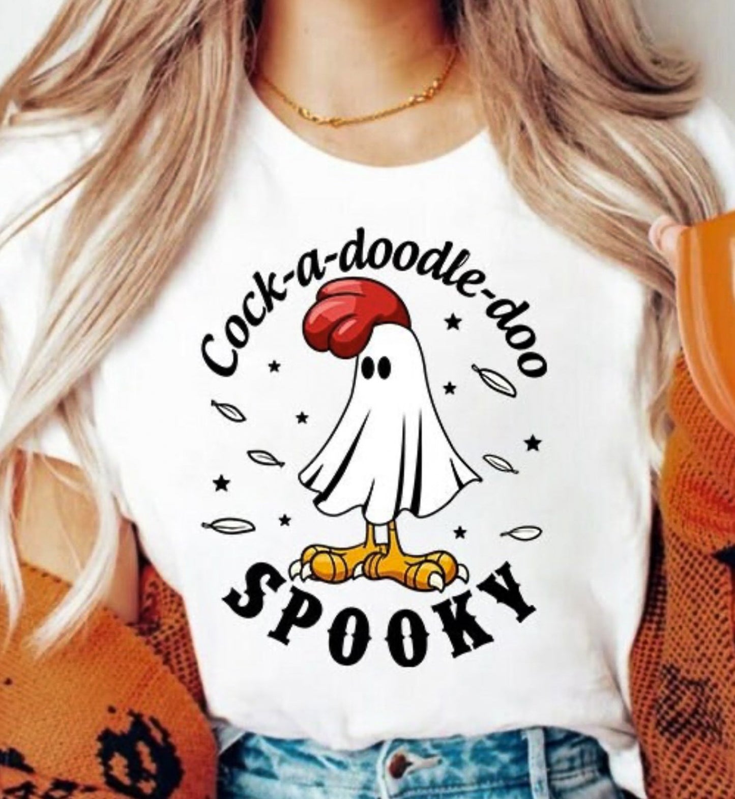 Cock-A-Doodle-Doo Spooky Ghost Chicken Tee