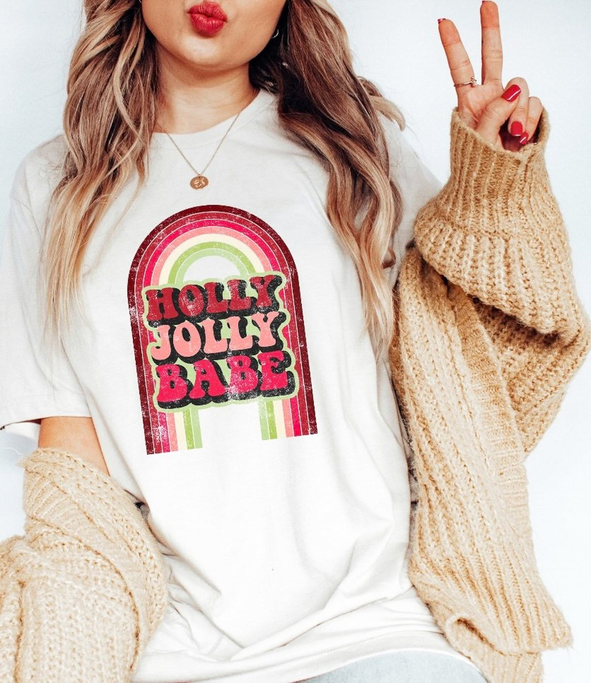 Holly Jolly Babe Rainbow Tee