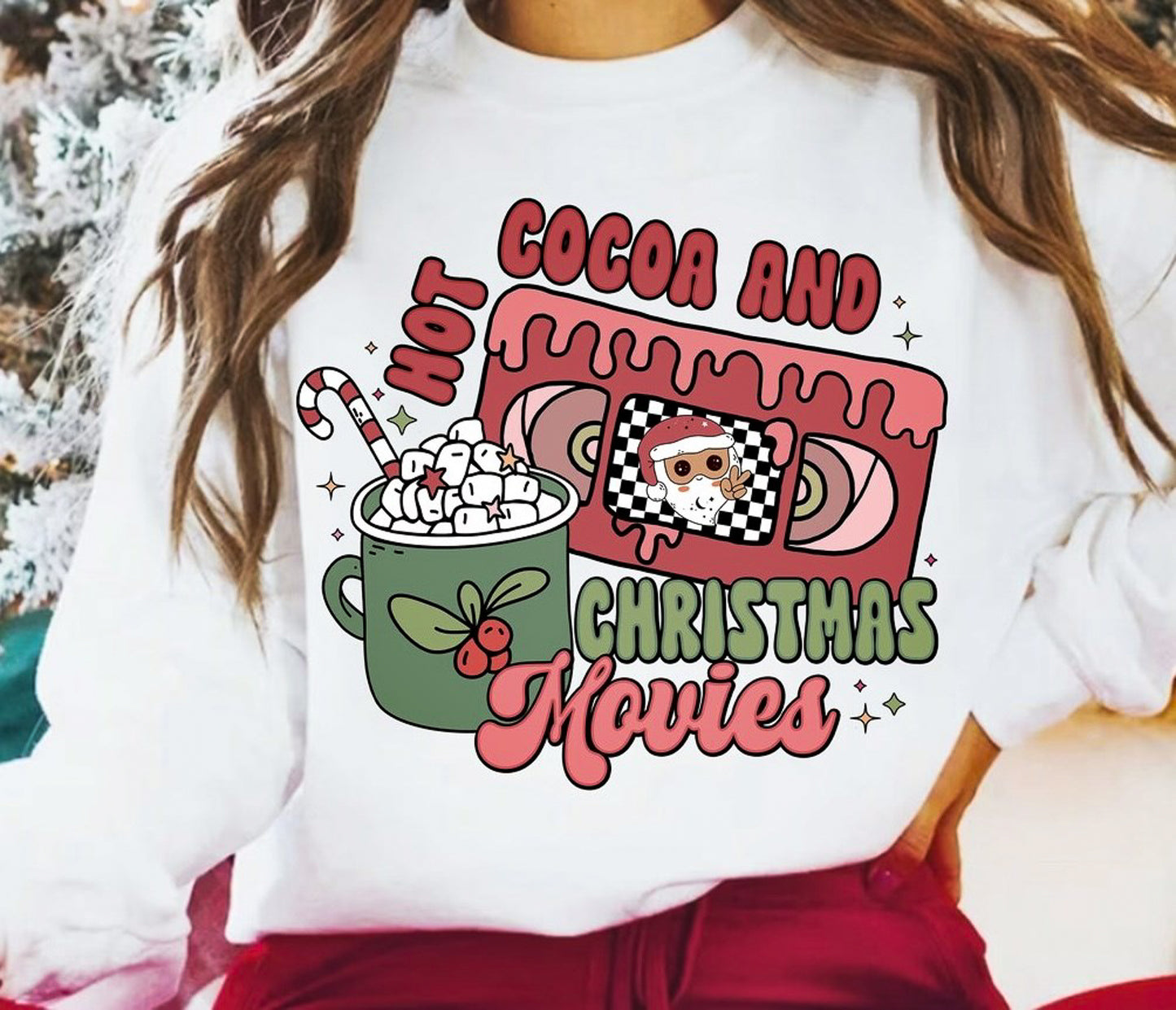 Hot Cocoa And Christmas Movies Crew Sweatshirt