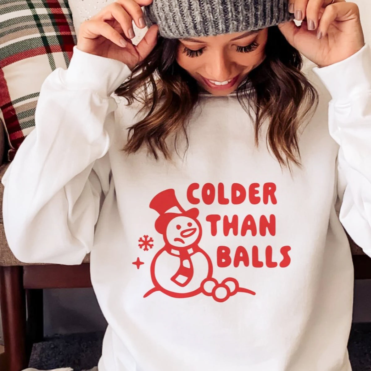Colder Than Balls Snowman Crew Sweatshirt