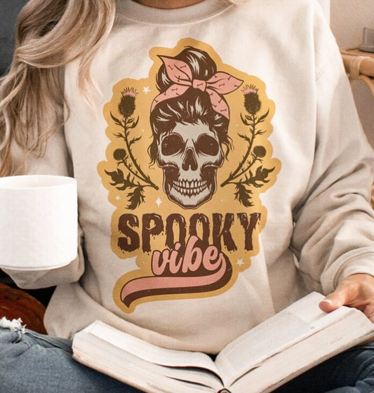 Spooky Vibe Skeleton With Bow Crew Sweatshirt