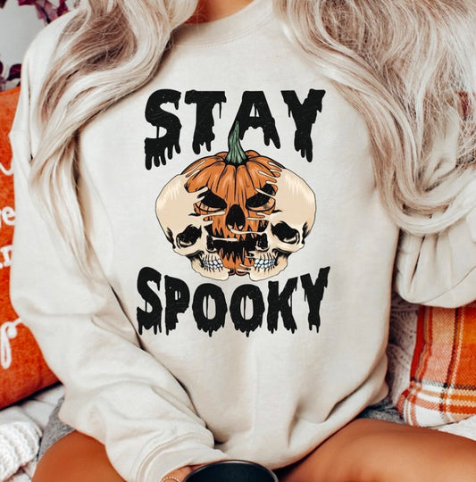 Stay Spooky With Skeleton Head Jack-O-Lantern Crew Sweatshirt