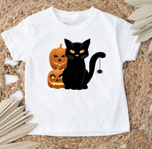 Black Cat & 2 Jack-O-Lanterns Tee