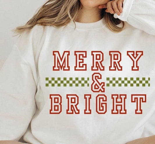 Merry & Bright Checkered Crew Sweatshirt