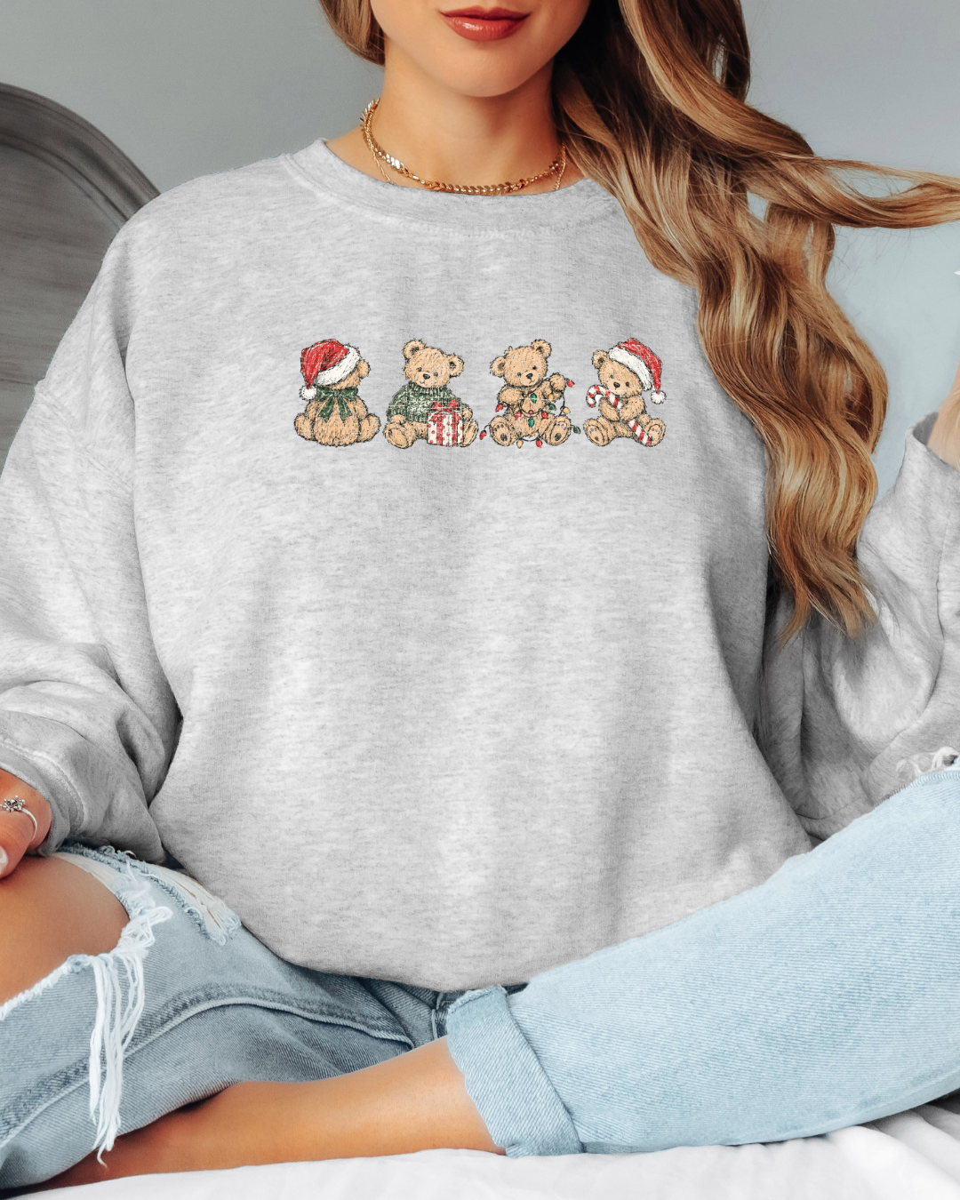 Vintage-Style Christmas Bears Tee or Crew Sweatshirt