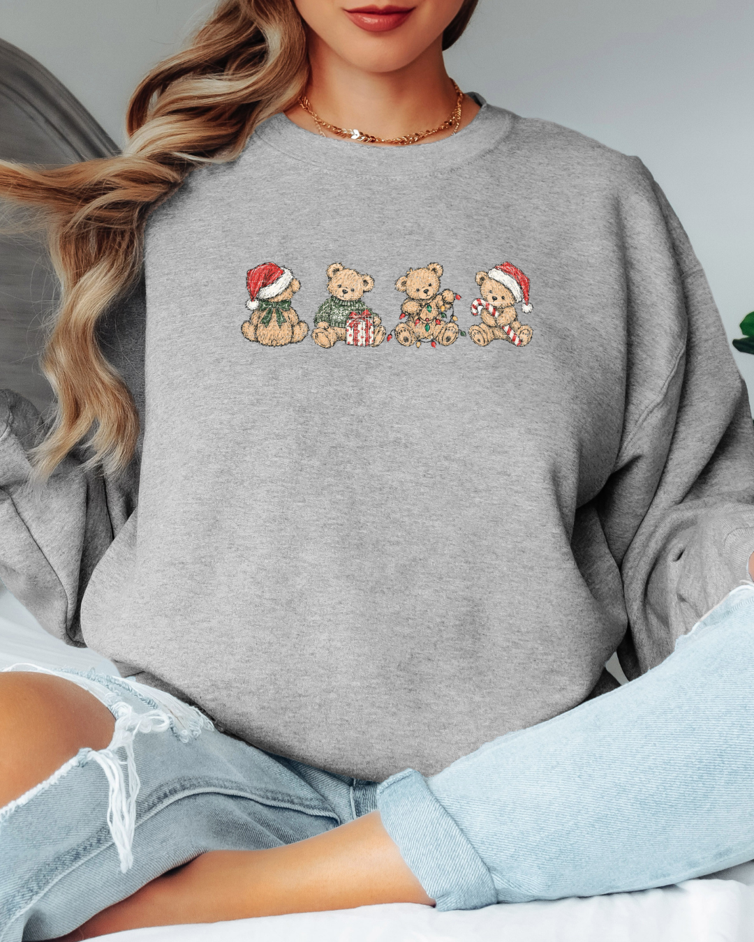Vintage-Style Christmas Bears Tee or Crew Sweatshirt