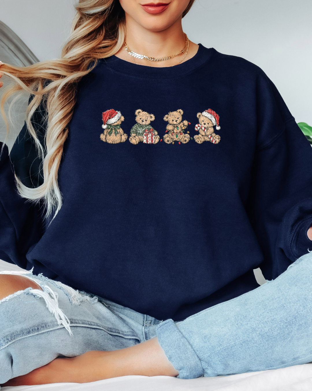 Vintage-Style Christmas Bears Tee or Crew Sweatshirt