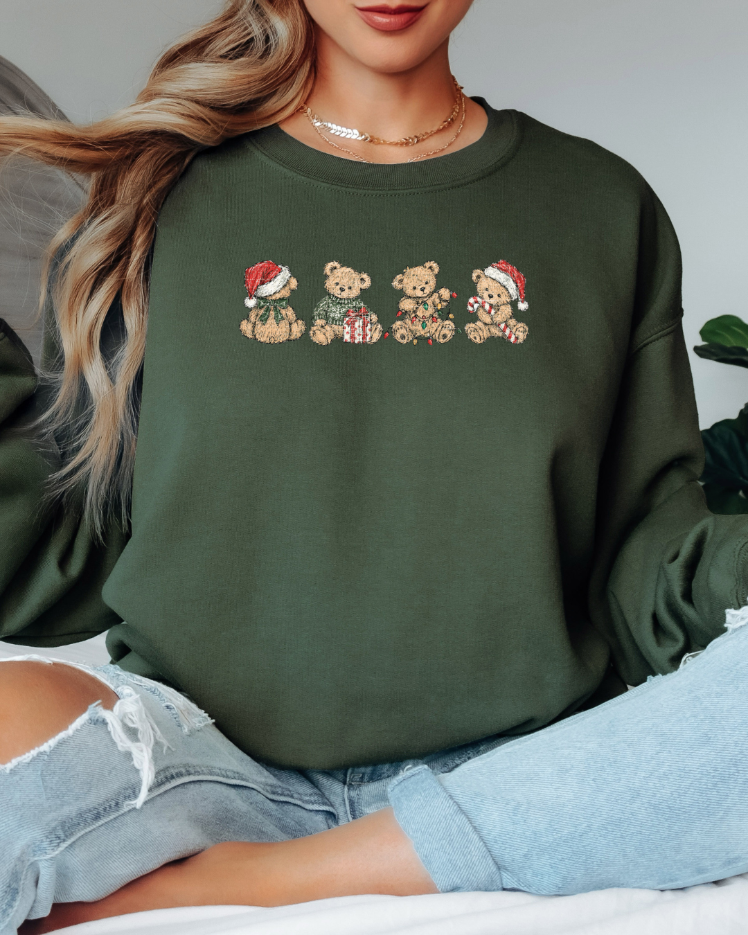 Vintage-Style Christmas Bears Tee or Crew Sweatshirt