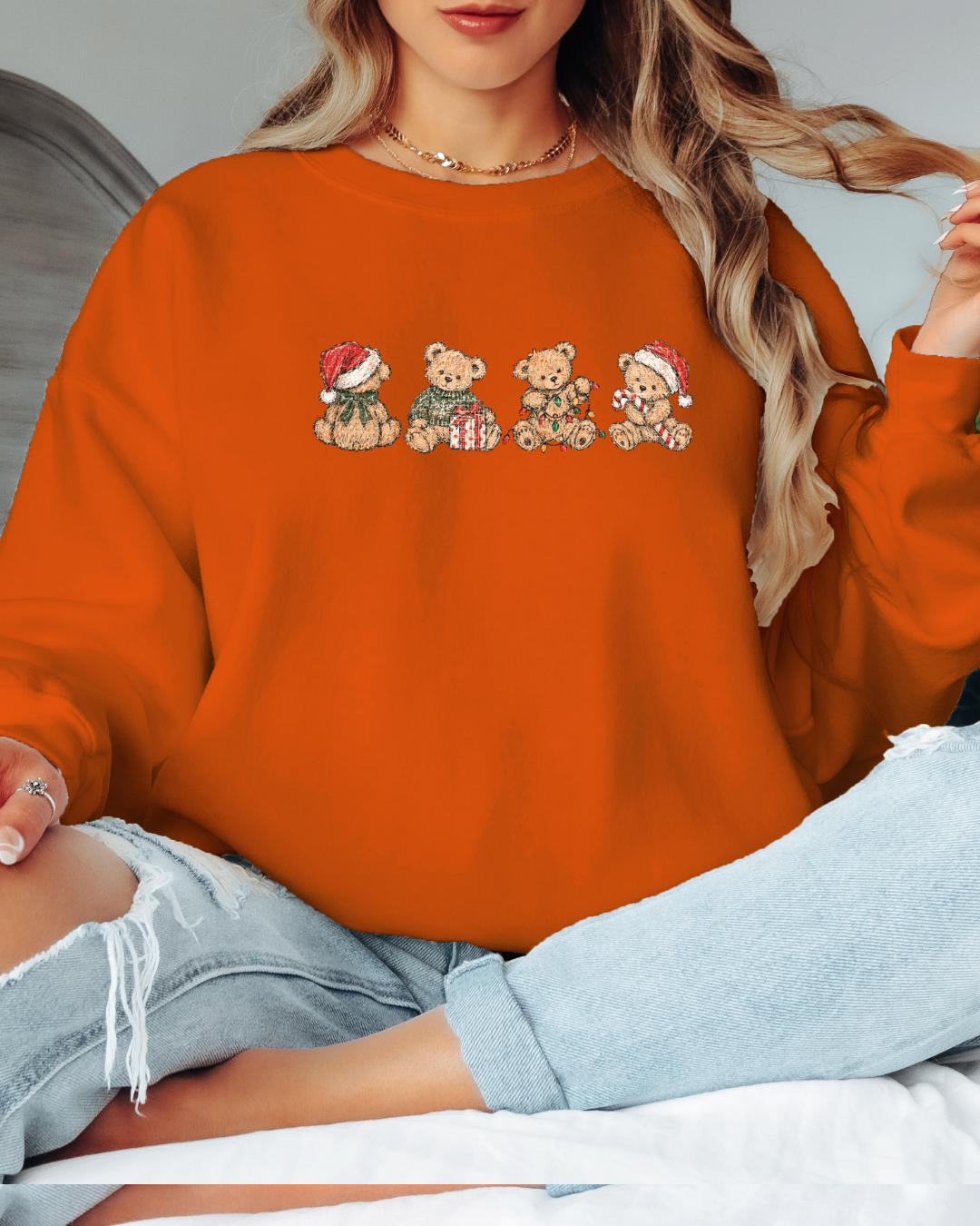 Vintage-Style Christmas Bears Tee or Crew Sweatshirt