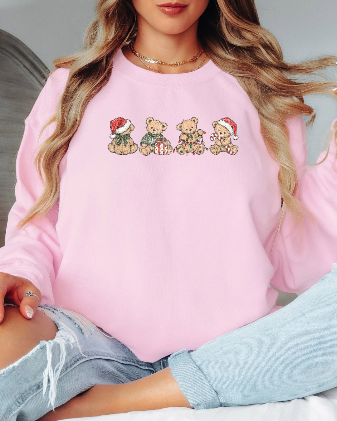 Vintage-Style Christmas Bears Tee or Crew Sweatshirt