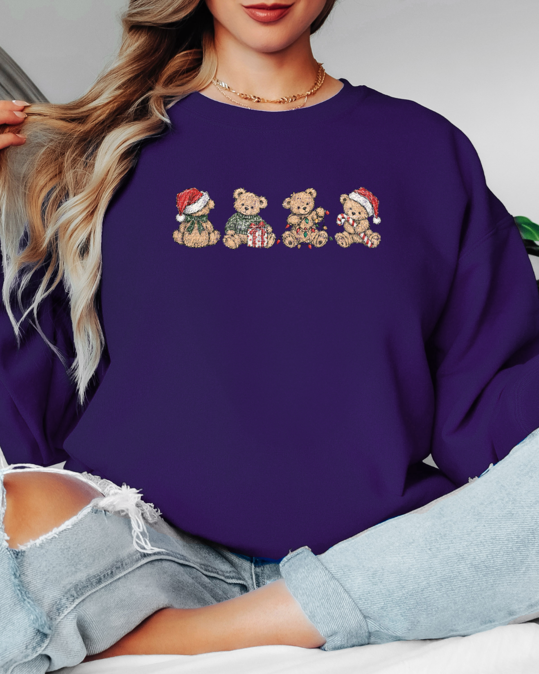 Vintage-Style Christmas Bears Tee or Crew Sweatshirt