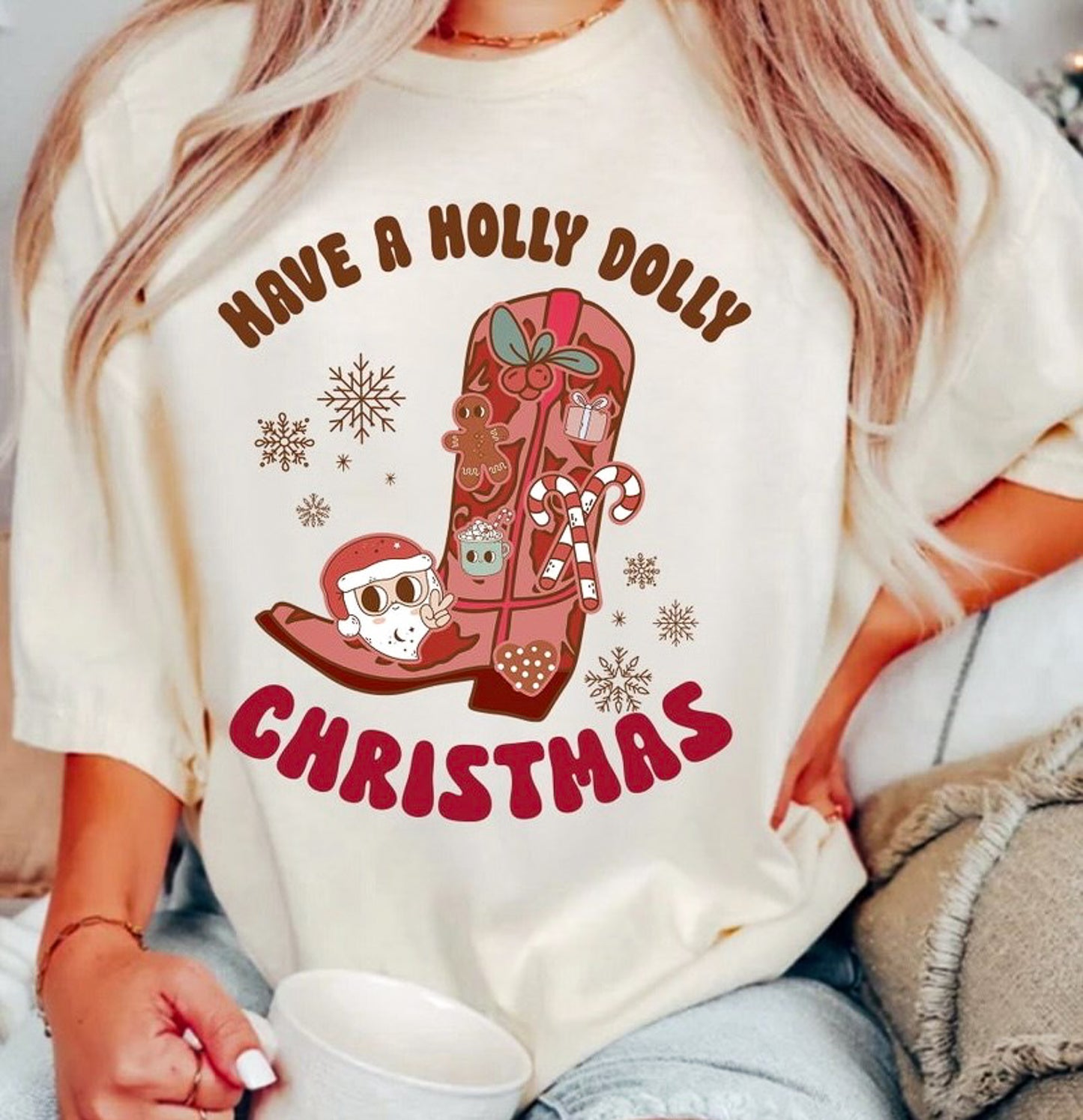 Have A Holly Dolly Christmas Cowboy Boot Tee