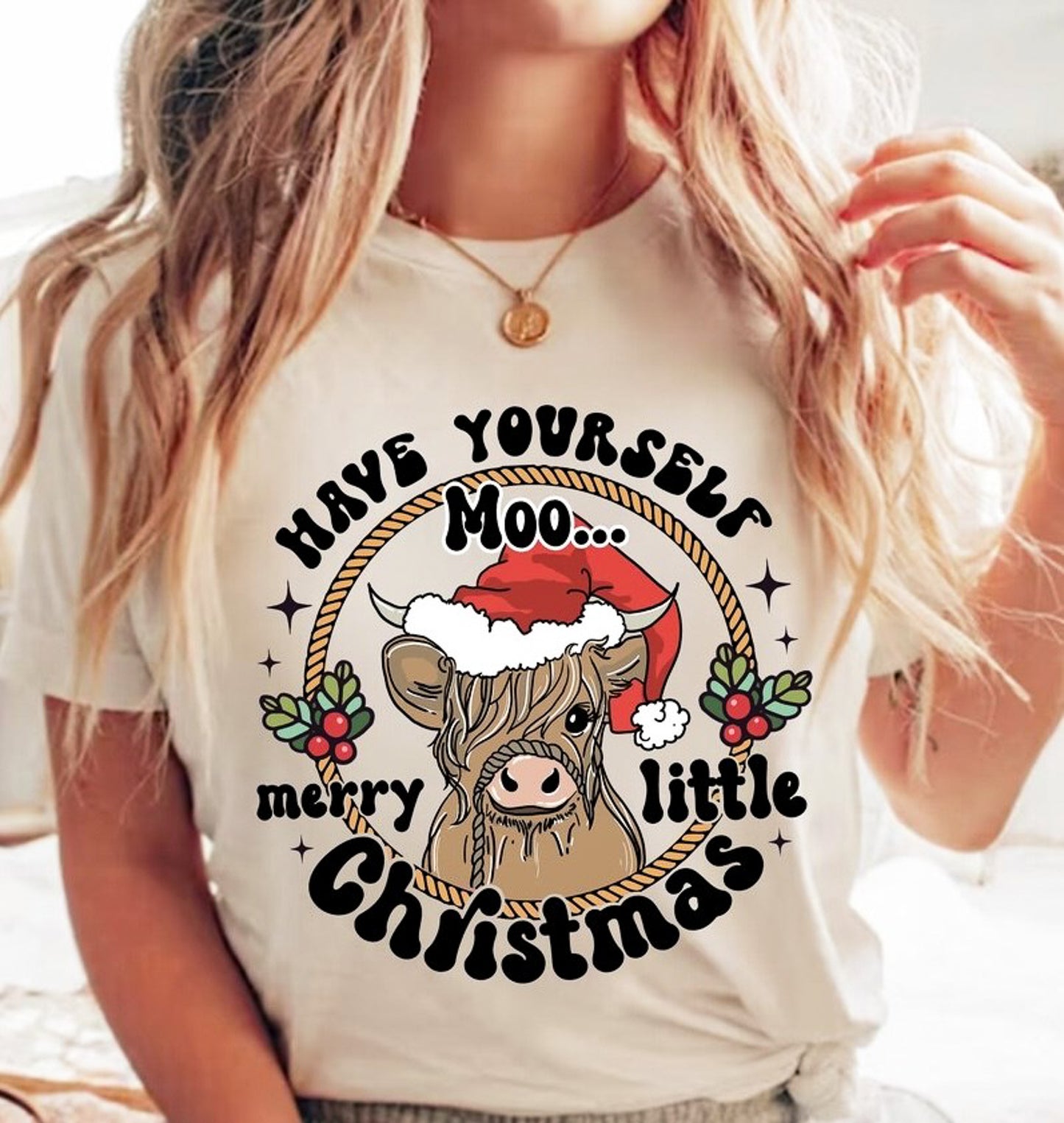 Have Yourself Moo Merry Little Christmas Cow Tee