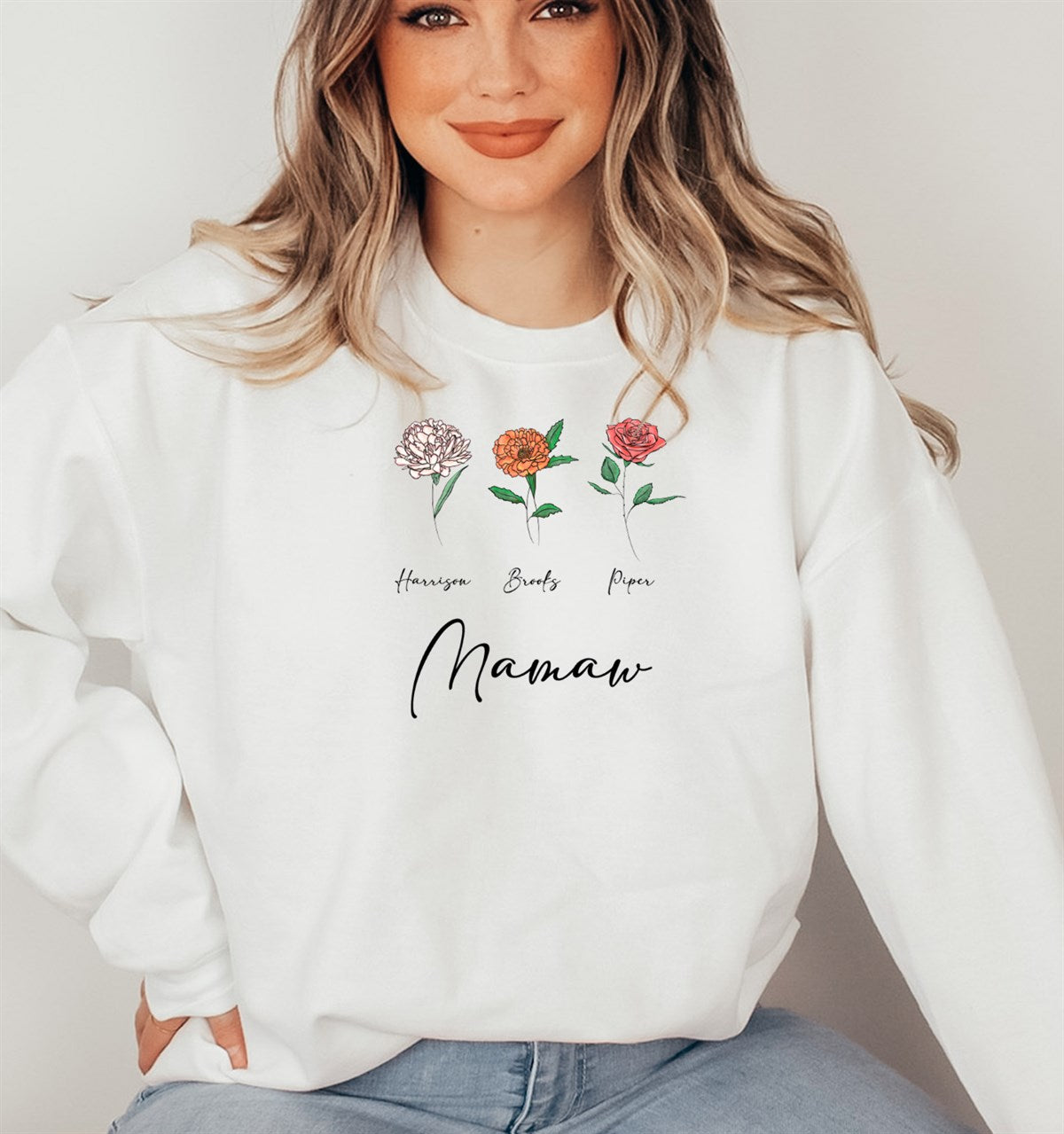 Custom Birth Flower Crew Sweatshirts