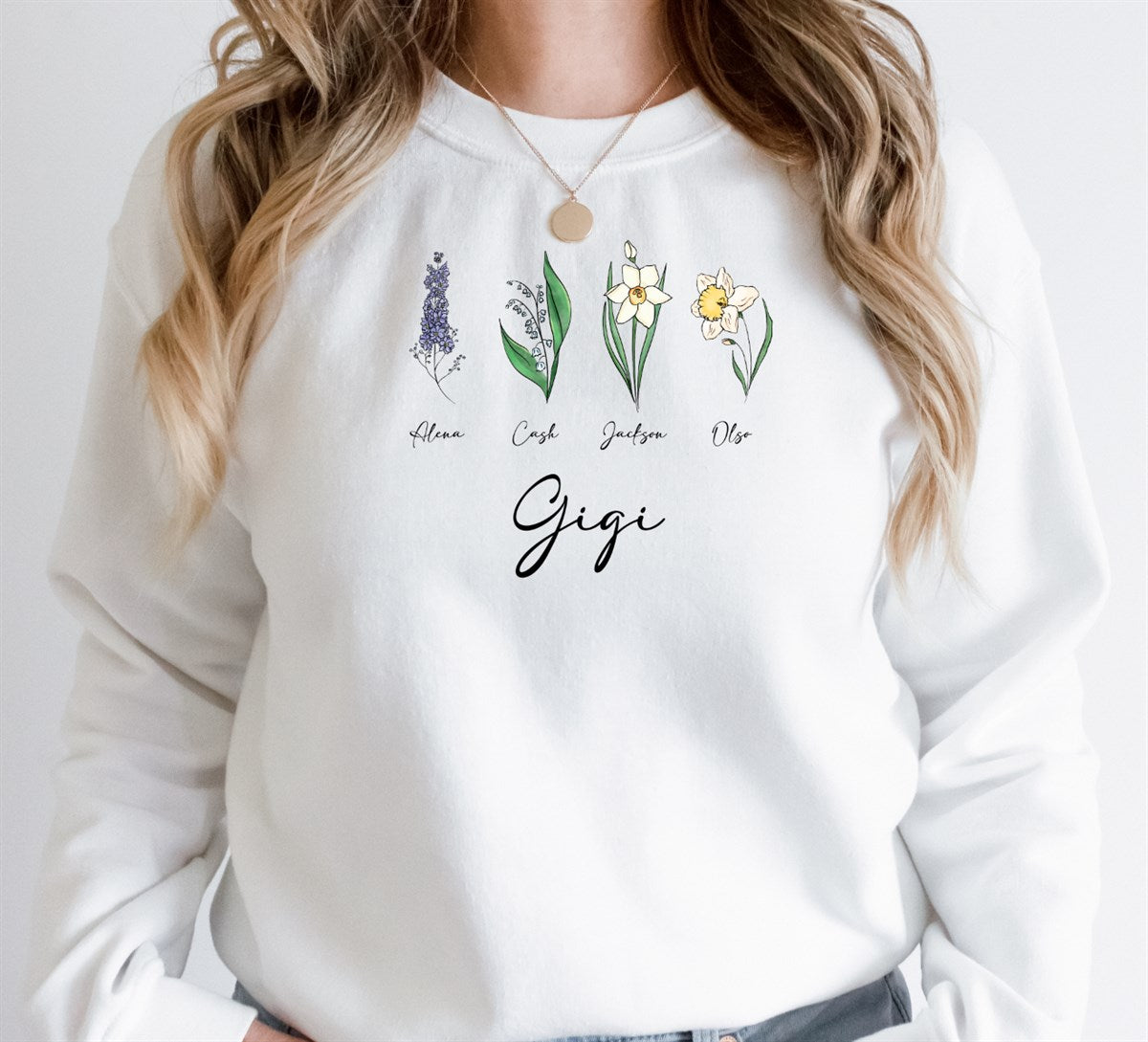 Custom Birth Flower Crew Sweatshirts