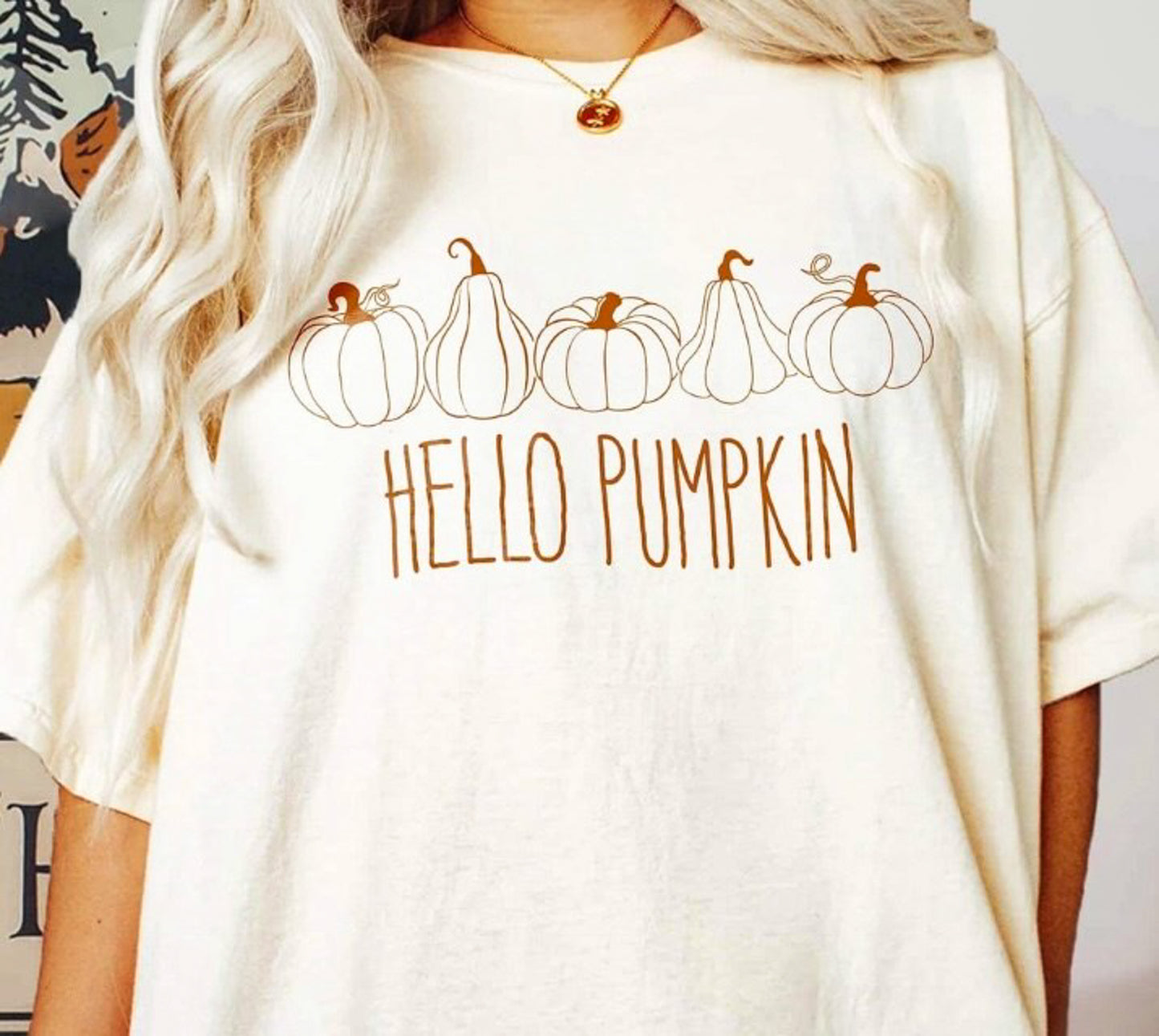 Hello Pumpkin With 5 Pumpkins Tee