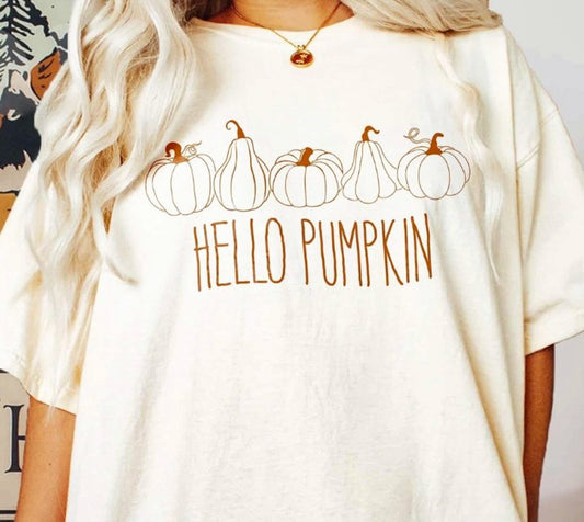 Hello Pumpkin With 5 Pumpkins Tee