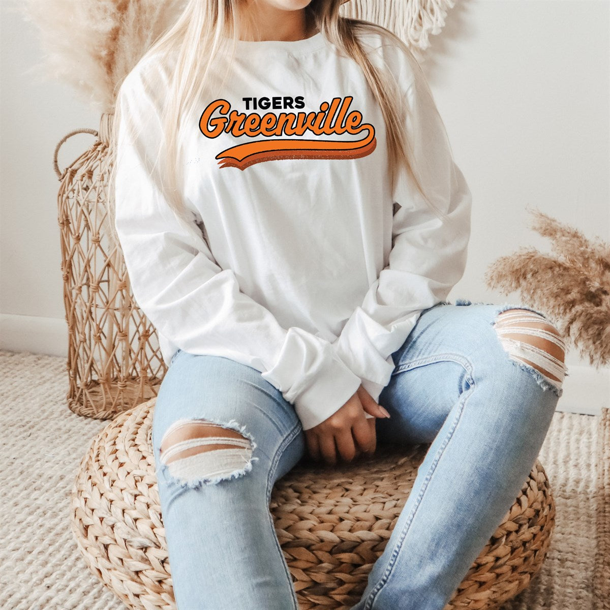 Custom Retro Color Fade Long Sleeve Tees