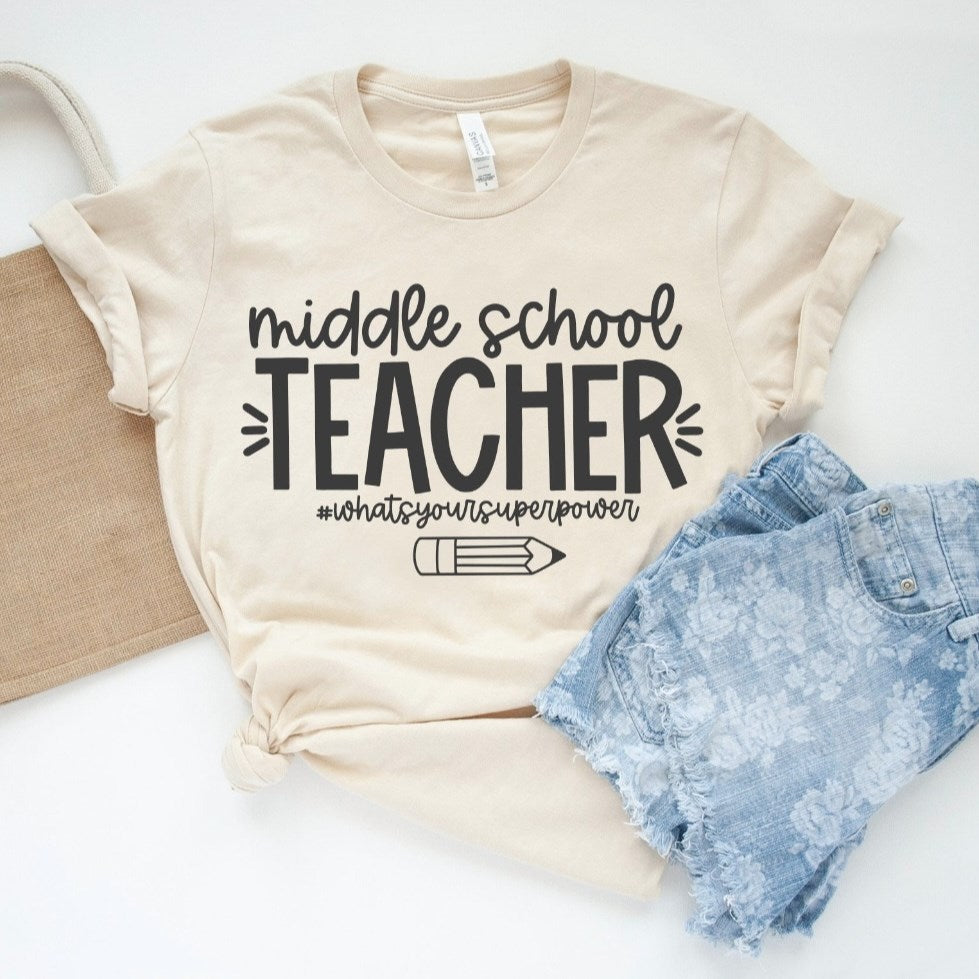 Custom Name Teacher Super Power Tees