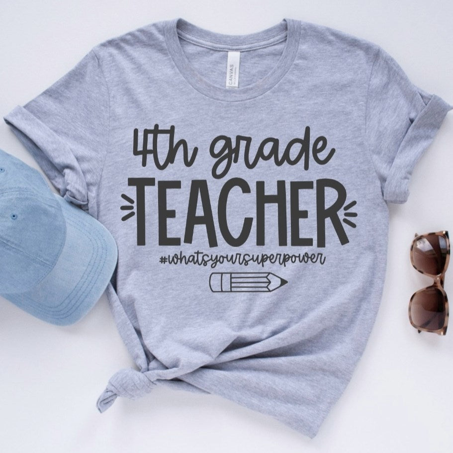 Custom Name Teacher Super Power Tees