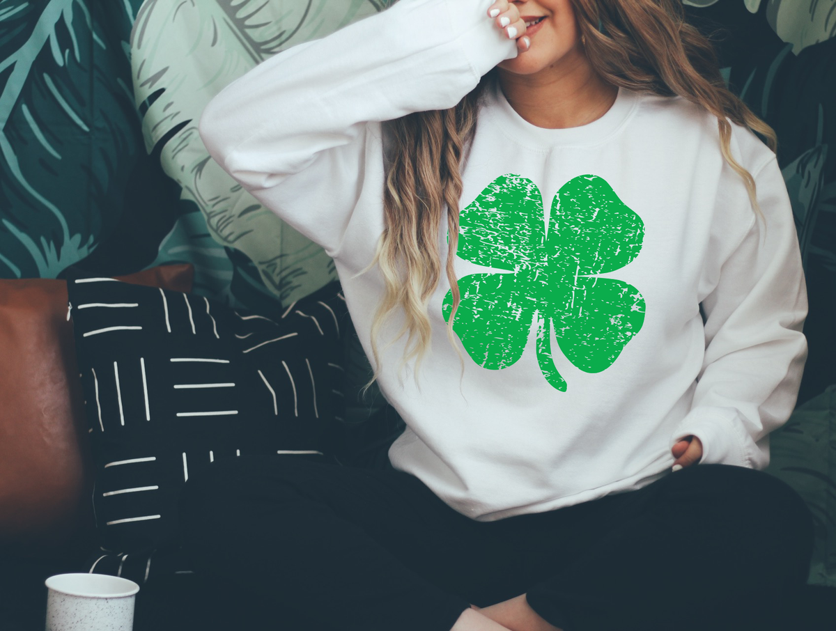 Distressed Clover Crew Sweatshirt