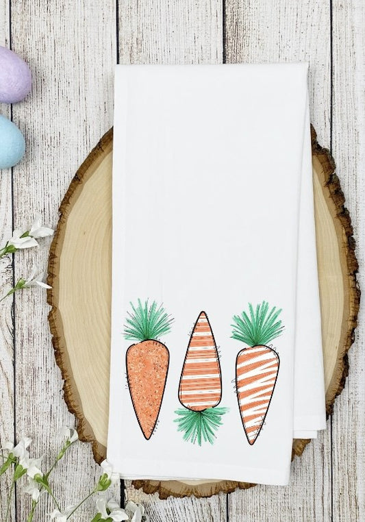 3 Easter carrots kitchen towel