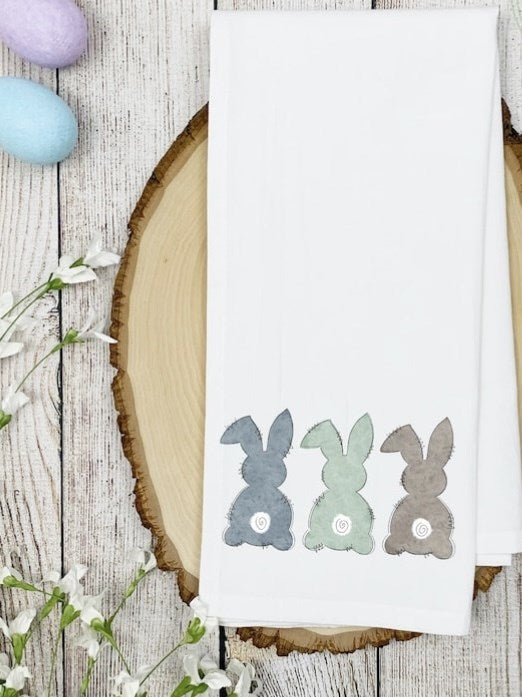 3 bunnies Easter kitchen towel