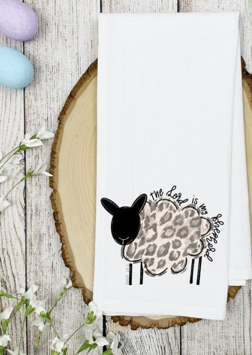 The Lord Is My Shepherd sheep Easter kitchen towel