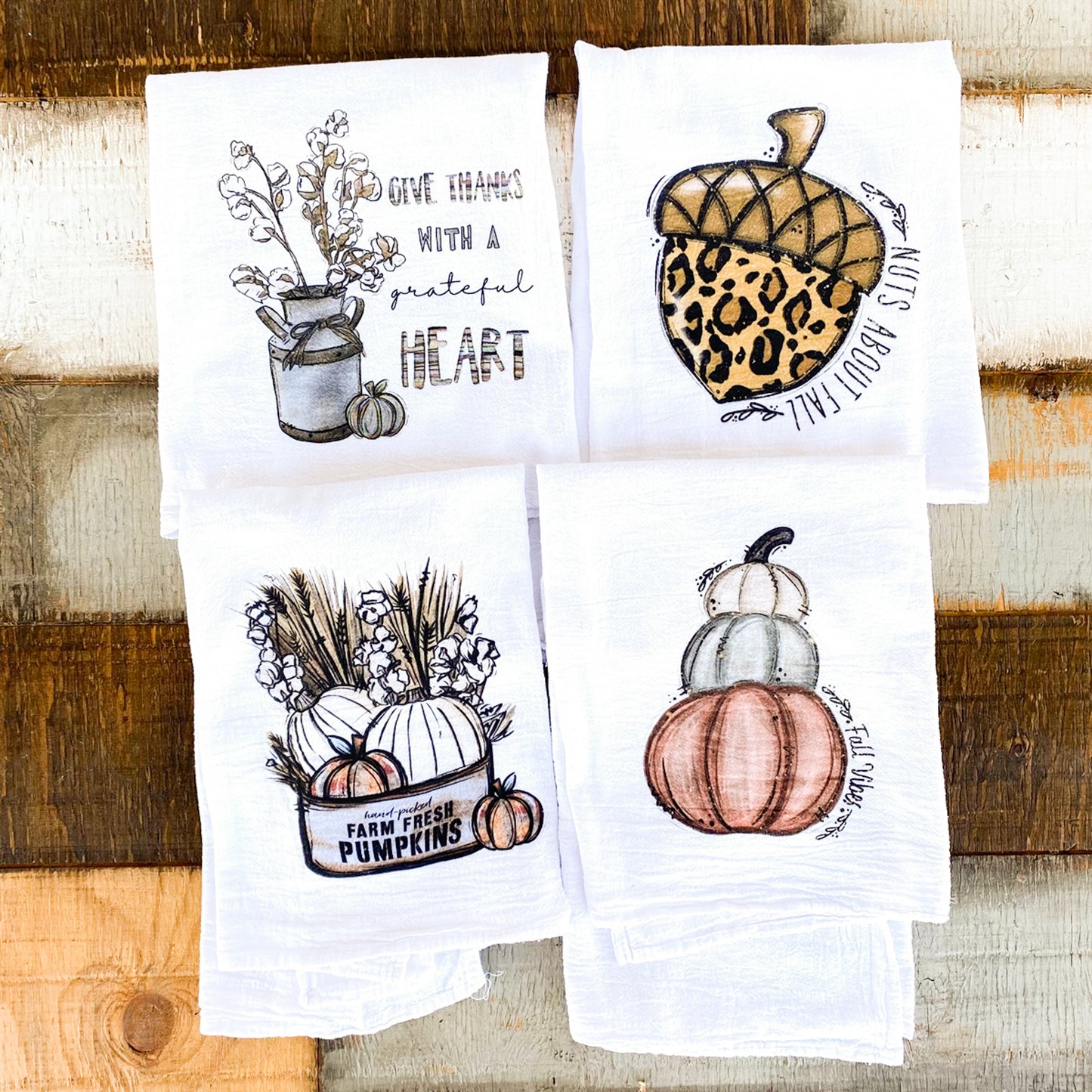 Fall Vibes 3 Pumpkins Stacked Fall Towel