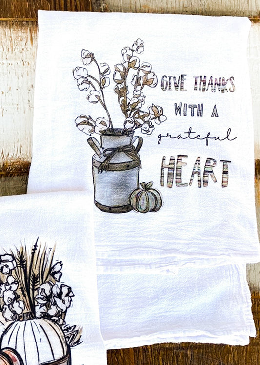 Give Thanks With A Grateful Heart fall kitchen towel