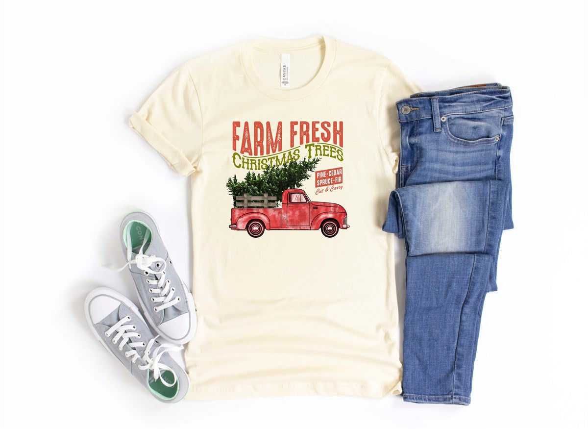 Farm Fresh Christmas Trees With Red Truck Tee