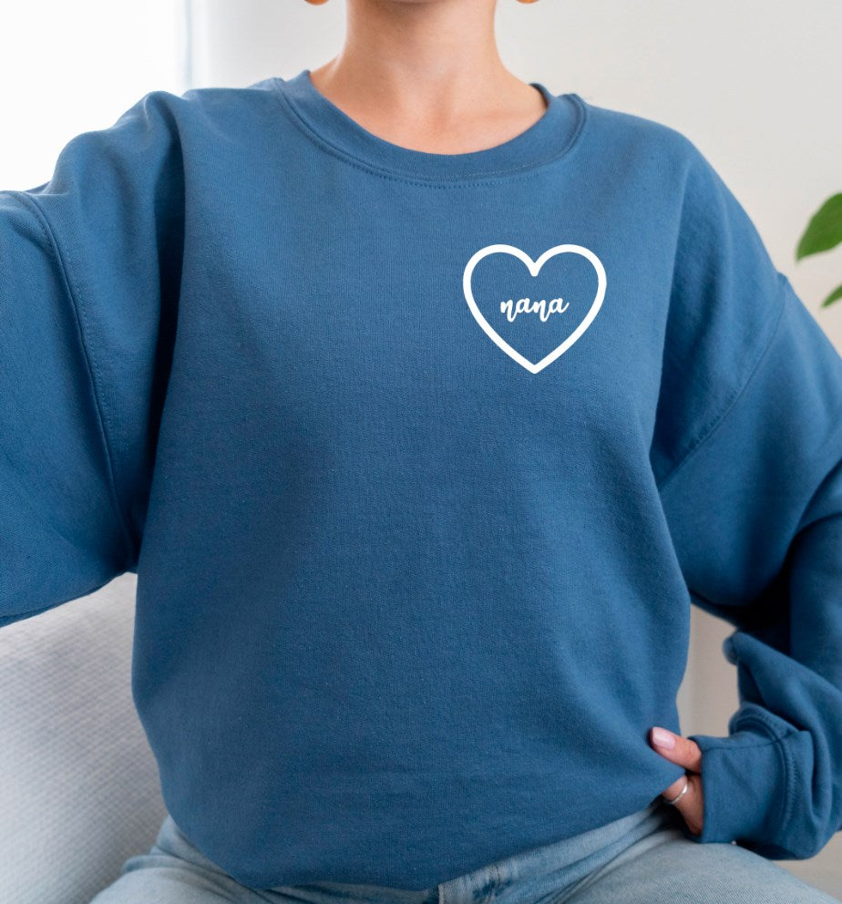 Custom Name Pocket Heart Crew Sweatshirt