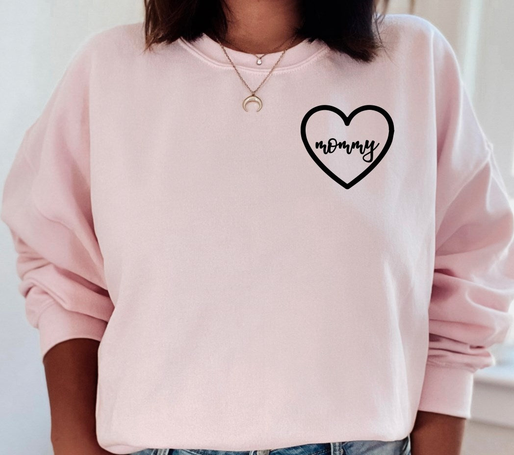 Custom Name Pocket Heart Crew Sweatshirt