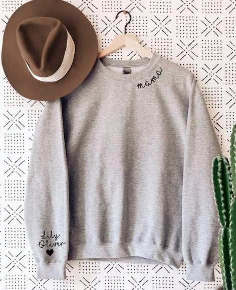 Custom Neck and Sleeve Print Sweatshirts or Hoodies for Mom